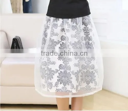 Elegant Ladies Women Retro High Waist Lined Casual Organza Skirt