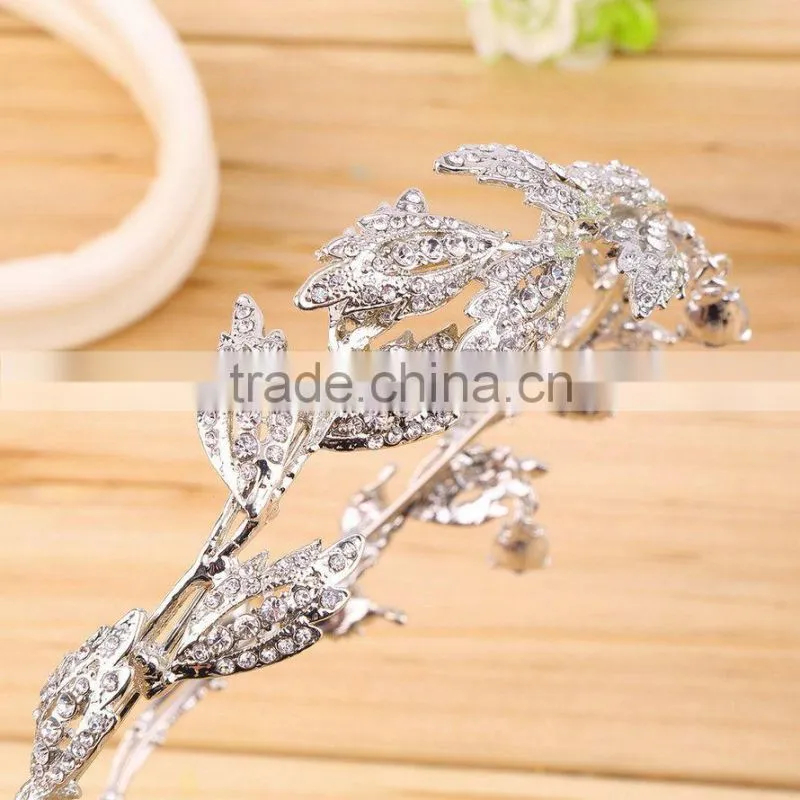 Elegant Bridal Rhinestone crystal prom hair chain forehead band Headpiece
