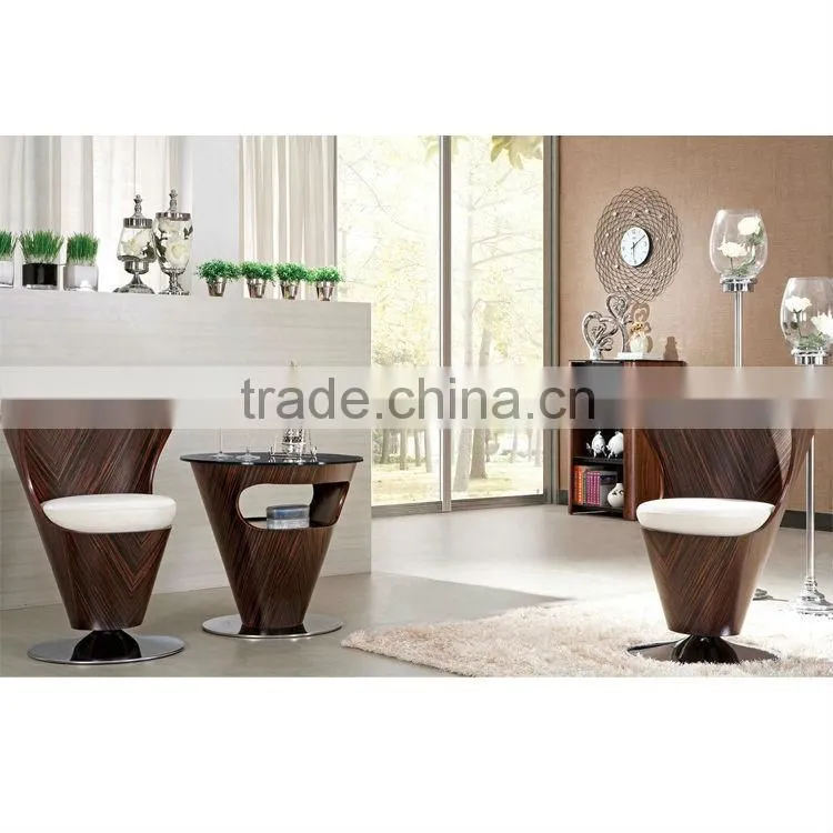 Round Small Glass round Coffee Table Set Wood Furniture
