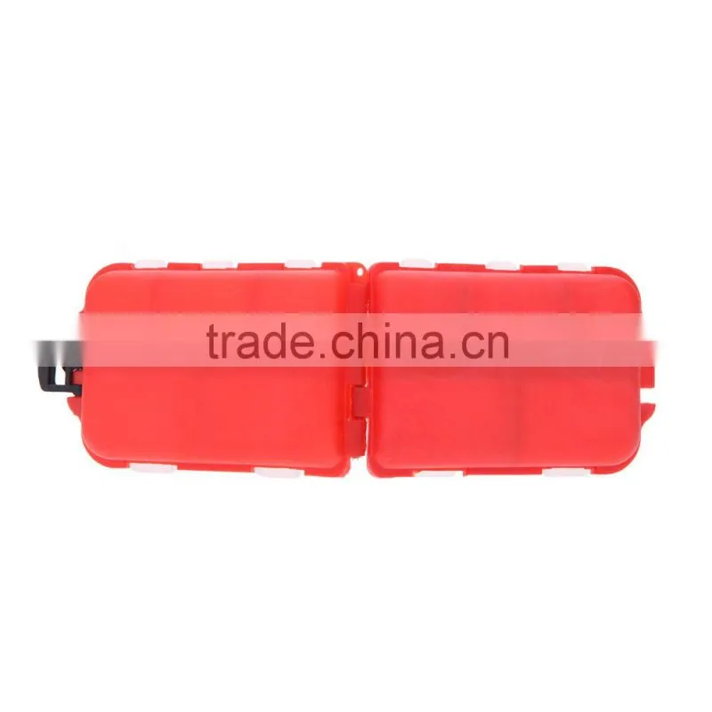Fishing Tackle Box 10 Compartments Small Size for Fishing Hooks Swivels Beads etc Red