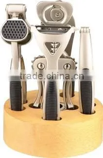 hot sale wooden stand kitchen tool set stainless steel