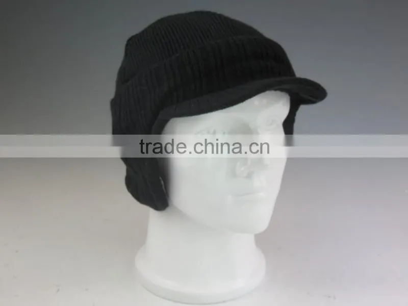 Knitted Winter Beanie Hat with Bill