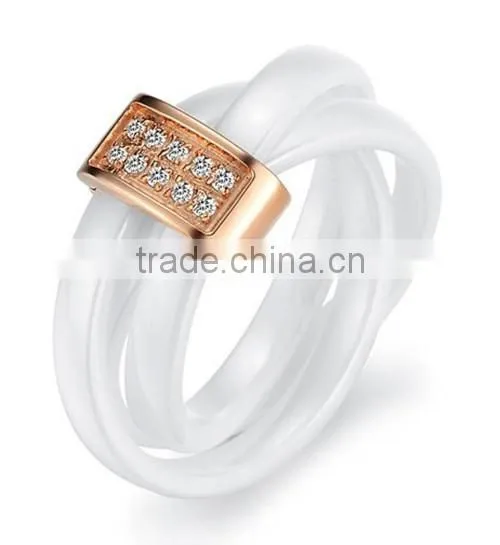 New Women's Black Ceramic Wedding Band Ring Sets with Diamond Inlay