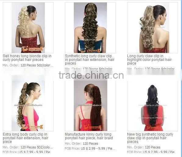 black body wave ponytail hair pieces, claw clip hair attachment