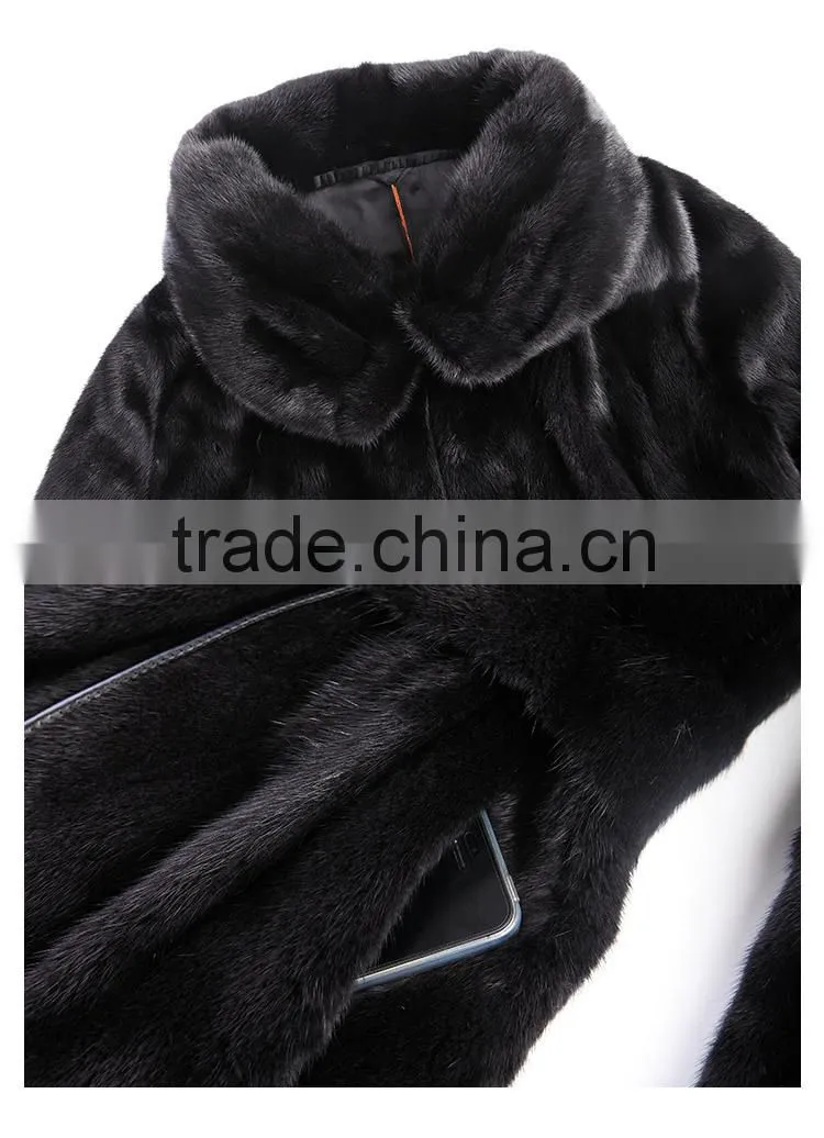 Wholesale top quality black slim mink womens fur coat from China