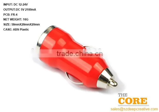 J2 two USB port car charger,2 port car charger,cheap car usb charger,Plastic auto charger