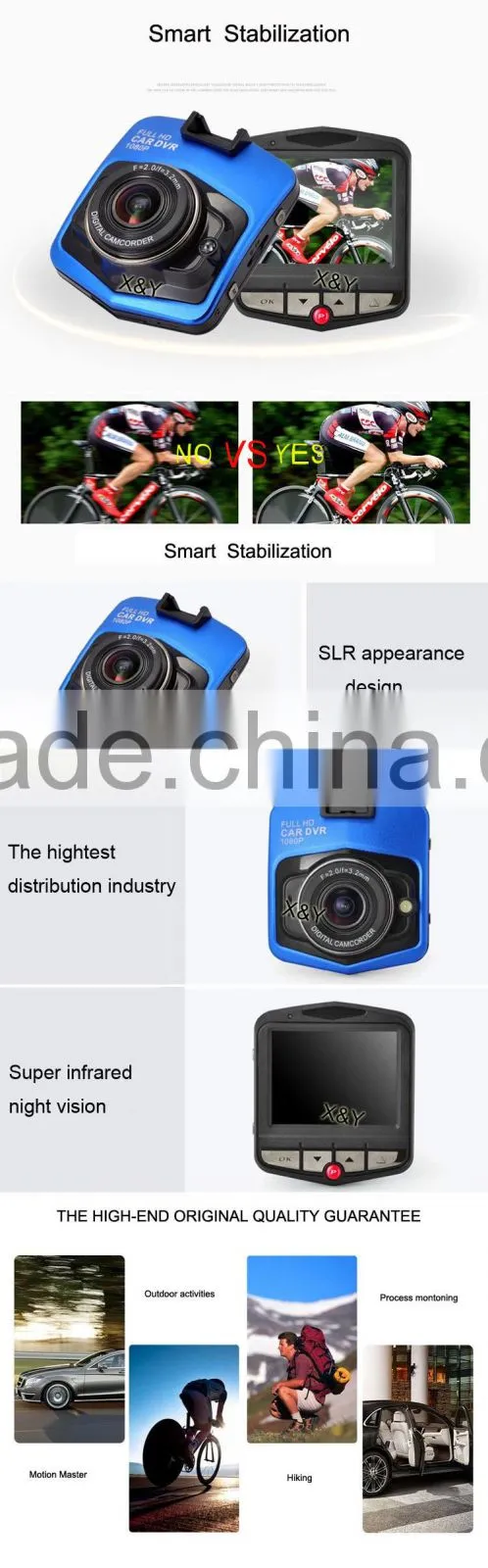 1080P fisheye lens digital camrea super LED night vision car dvr XY-209DVR