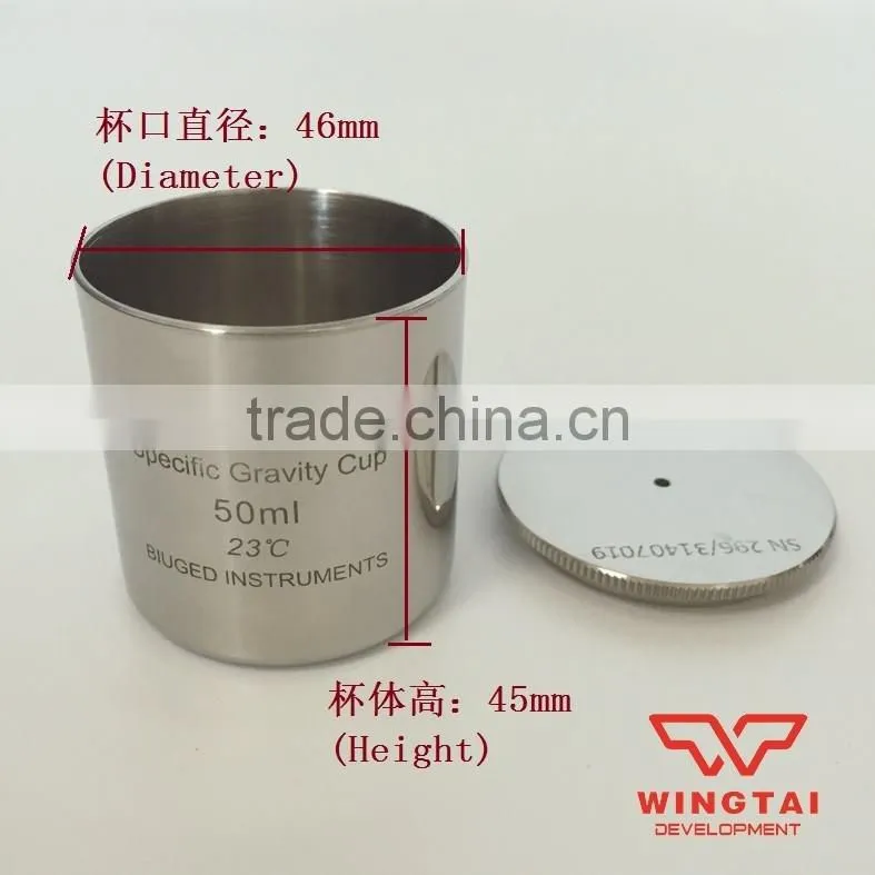 High Precision 50ml Capacity Stainless Steel/Aluminum Density Cup