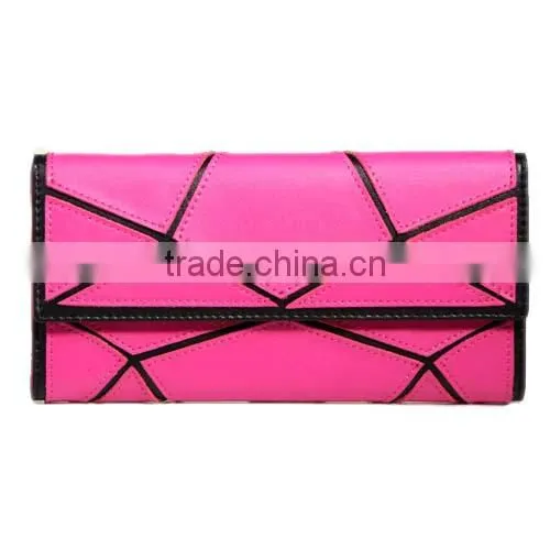 Lady Three Folded Genuine Leather Wallet, Europe and American Fashion Color Match Holder (BCN013)