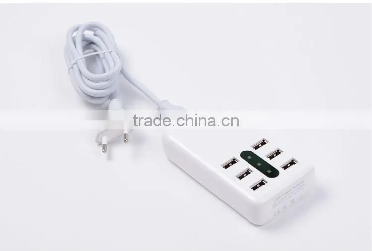 6 usb ports fast charging socket charger with LED indicator light