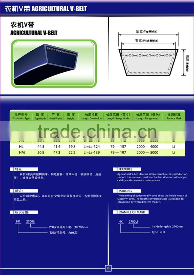Agricultural Machinery Belt for harvester 628630