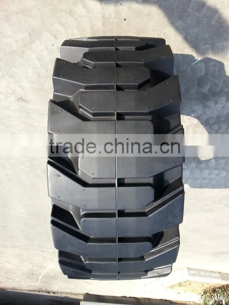 Hot sale quality assured rubber solid skid steer tires with holes and rims16/70-20 for bobcat