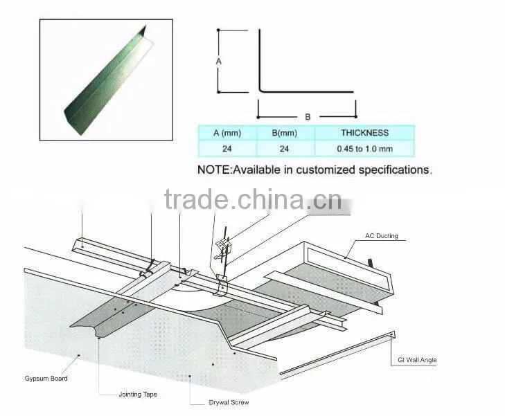 Q195 galvanized Light steel keel wall angle 25/35/40/45mm