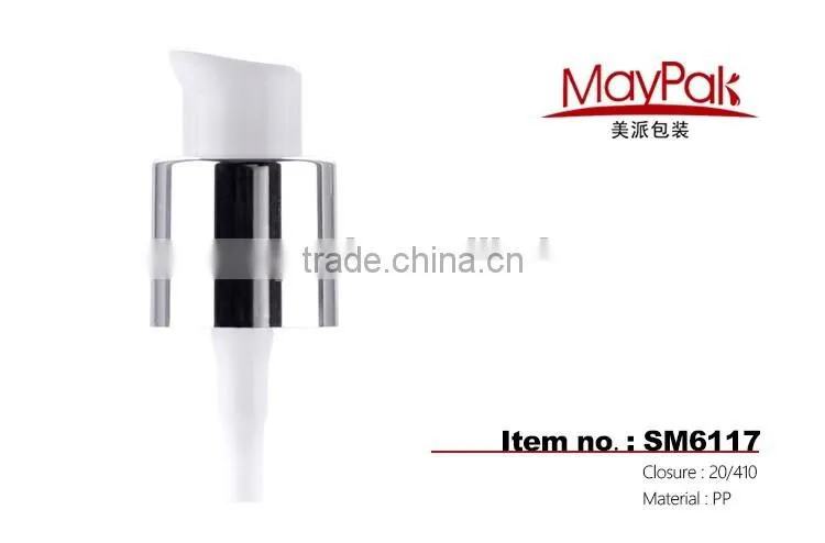 good quality cream pump with silver aluminum collar