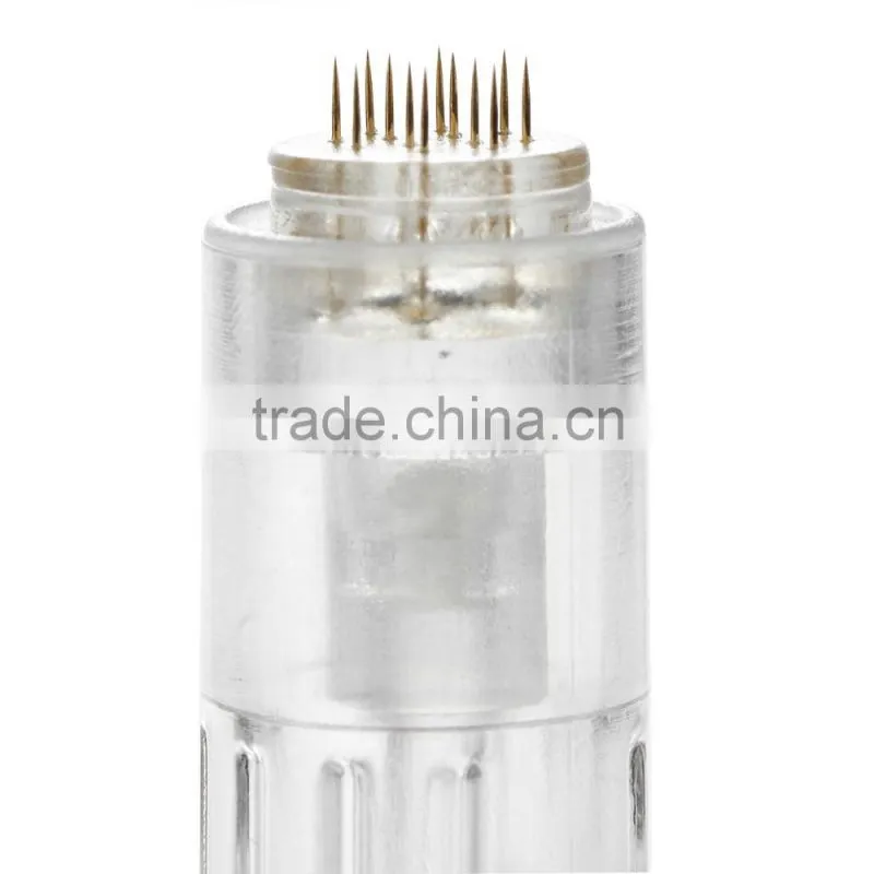 Electric derma pen needles screw 12 pin gold cartridge for auto microneedle derma pen tattoo needles 12pin needle tip