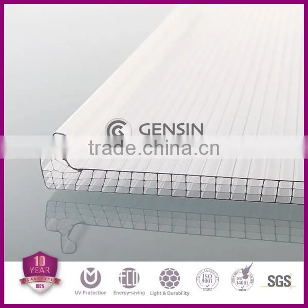 four wall rectangular structure U-lock polycarbonate hollow sheets / multi-wall pc sheet/pc panel