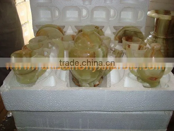 NATURAL COLOR ONYX TEA SETS HANDICRAFTS