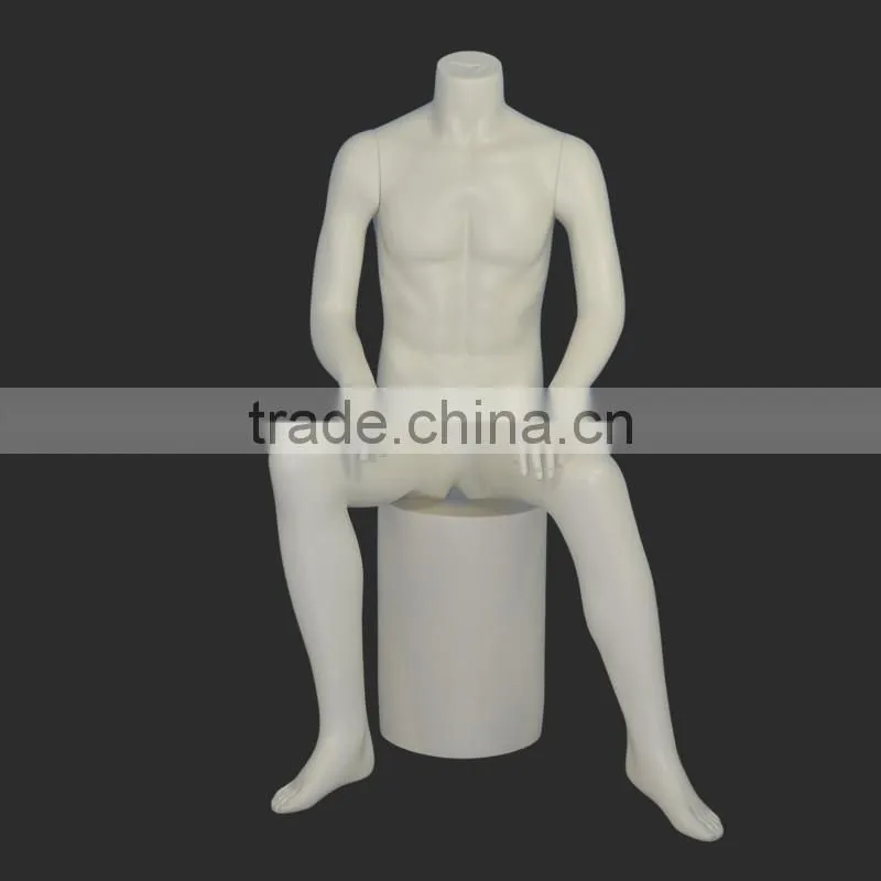Fiberglass Male Fashion Realistic Sitting Mannequin for window display