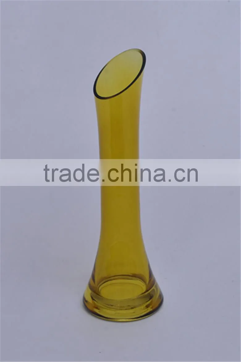Cheap colored glass vases, restaurant table used glass vases, Single flower glass vases