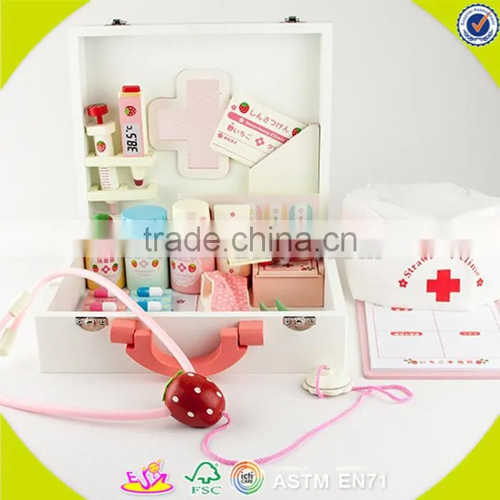 Wholesale role play wooden jewelry box toy beautiful pink wooden jewelry box toy hot kids wooden jewelry box toy W10D105