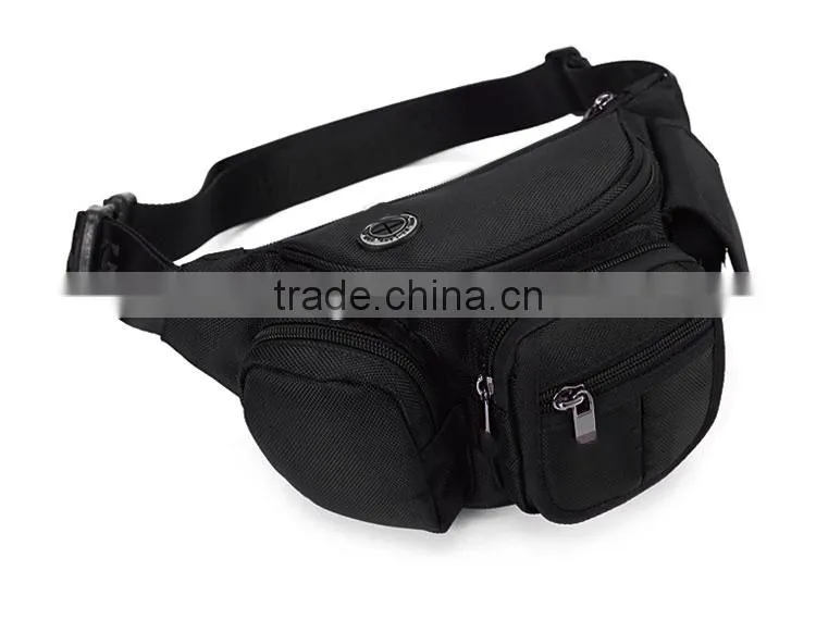 Outdoor sport black waist bag for men