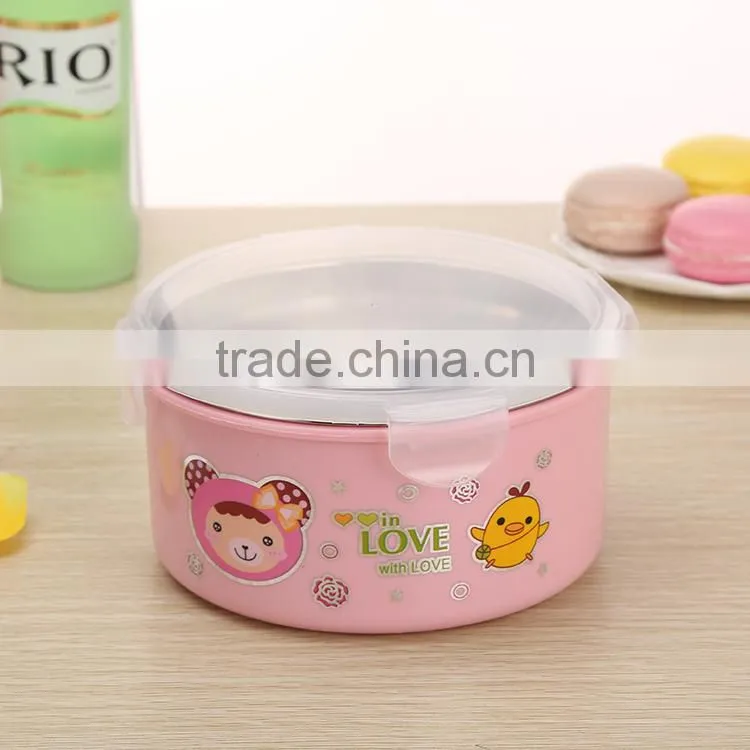 round food container leak-proof stainless steel insulated lunch box