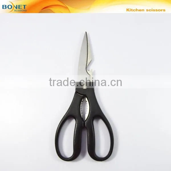 S52018 FDA certificated 8" professional Stainless Steel PP Handle Kitchen bottle opener scissors