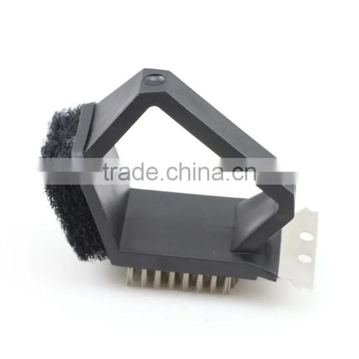 Not Coated Mini BBQ Grill Brush with Scraper