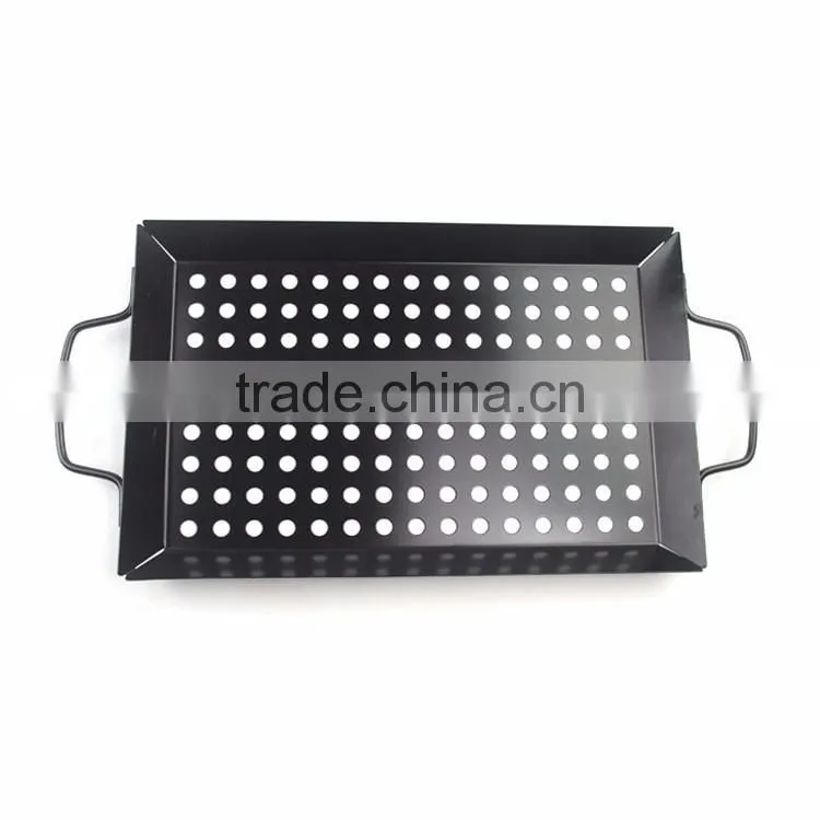 3pcs mini non-stick coated carbon steel custom design bbq accessory double handle grill