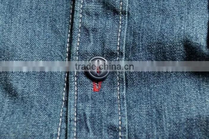Men denim shirts, long sleeve shirt with embroidery, Men vintage denim shirt,washed denim shirts