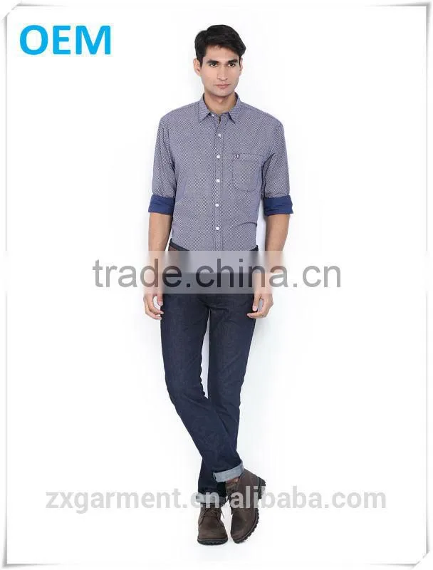 2017 NEW indian fashion long sleeve blue stripes french cuff button-down collar casual man shirt