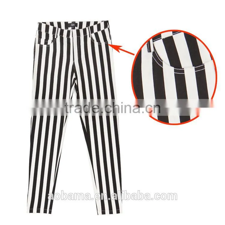 2015 New Design Zebra Stripes Printed Ladies Trousers