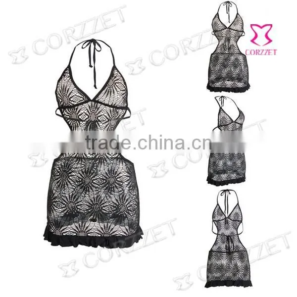Black sexy backless girls nighty sexy wear lingerie