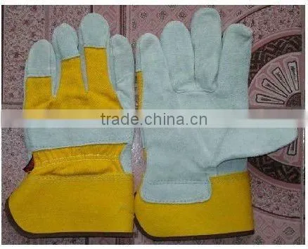 yellow full palm cow leather working gloves