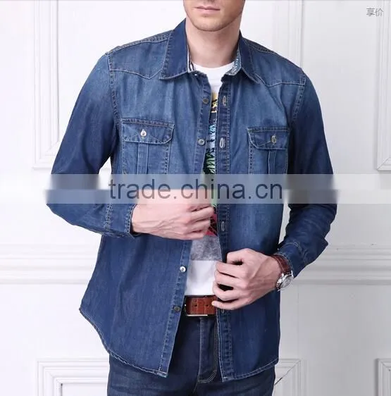mens blue denimshirt with chest pocket N02