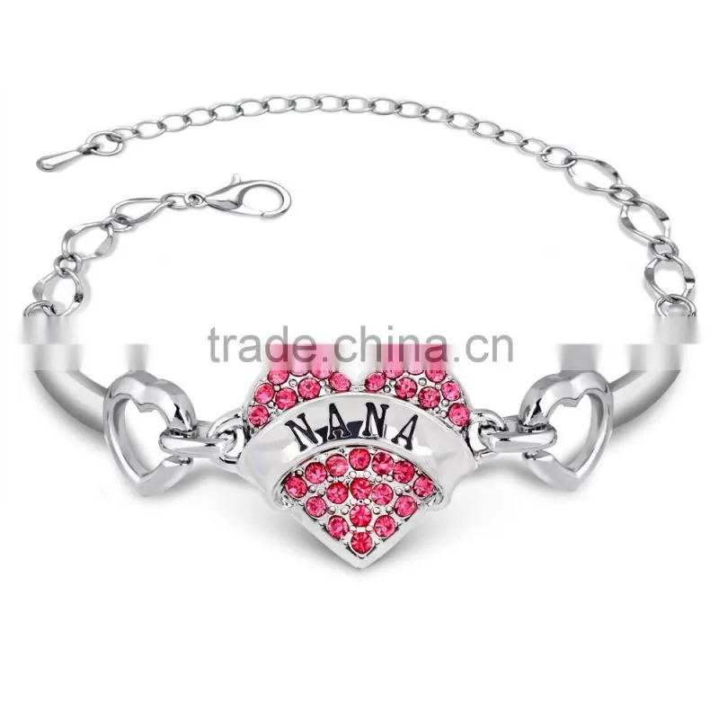 2016 love family member bracelet zinc alloy heart bracelet for dear aunt bracelet free sample