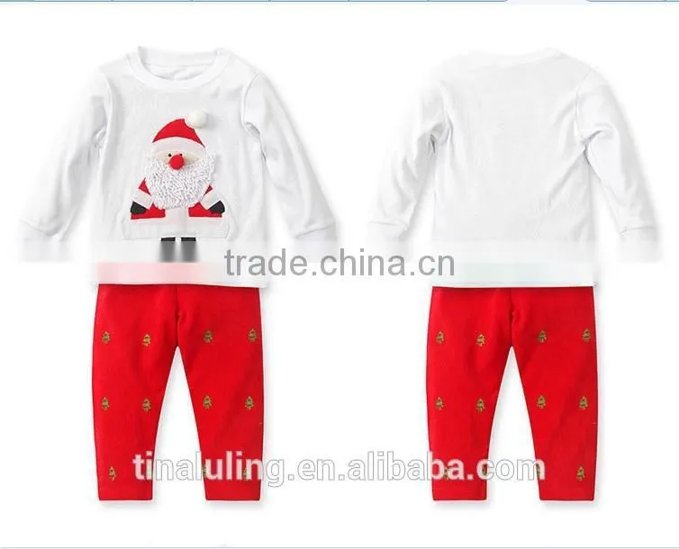 Fashion Lovely and Cute Santa Claus Pattern Clothing sets for girls Childrens boutique clothes