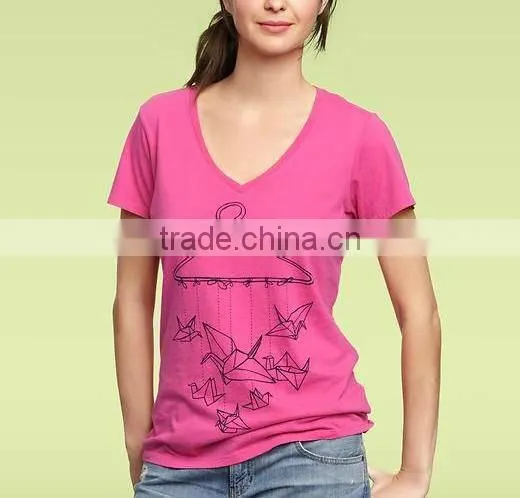 Striped deep V neck t shirt for womens