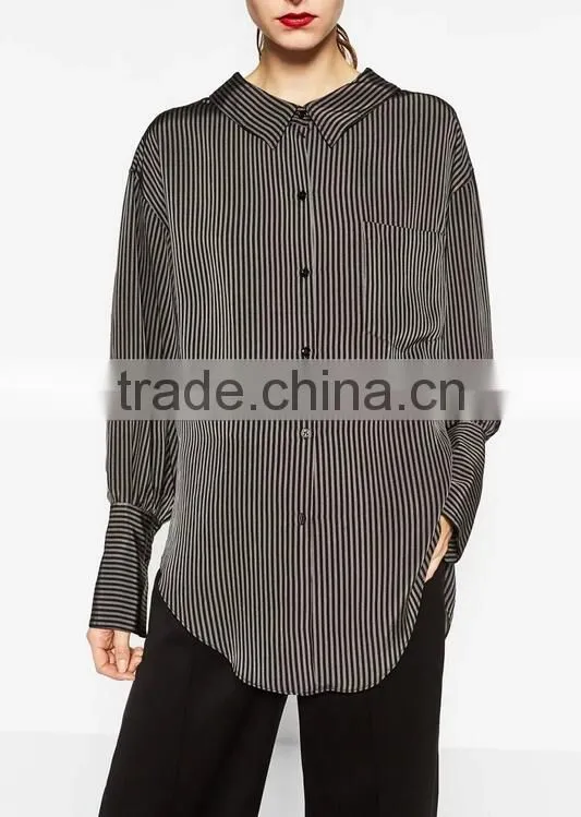 Runwaylover EY2377B New Style 2017 Ladies Fashion Loose Stripe Blouse