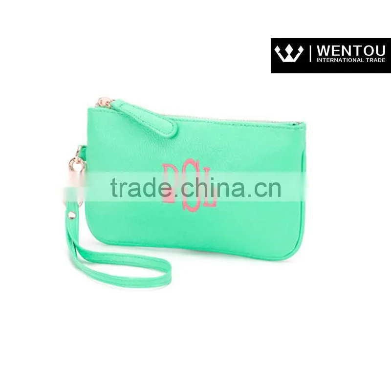Preppy Style Monogrammed Small Zipper Bag Mini Smart Wristlet