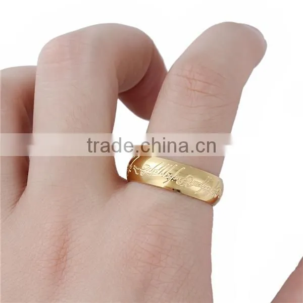 Fashion Gold Plated Message Titanium Steel Unadjustable Rings