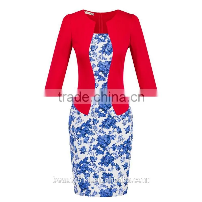 Premium Shift Dress with Contrast Embroidery women casual dress SD30