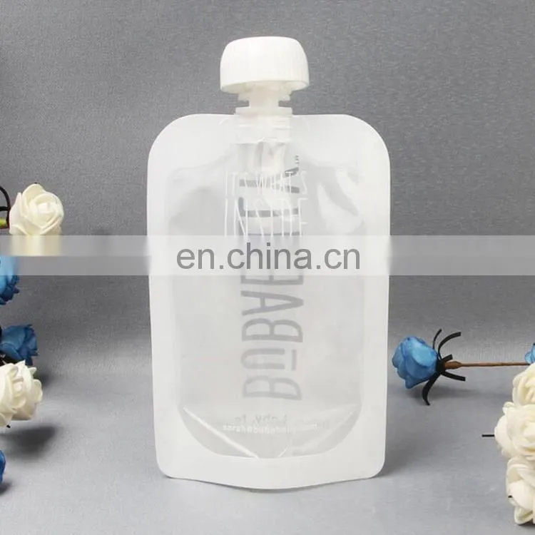 factory Customized clear plastic pvc round bottom reusable baby food/liquid packaging spout pouch with double zip-lock
