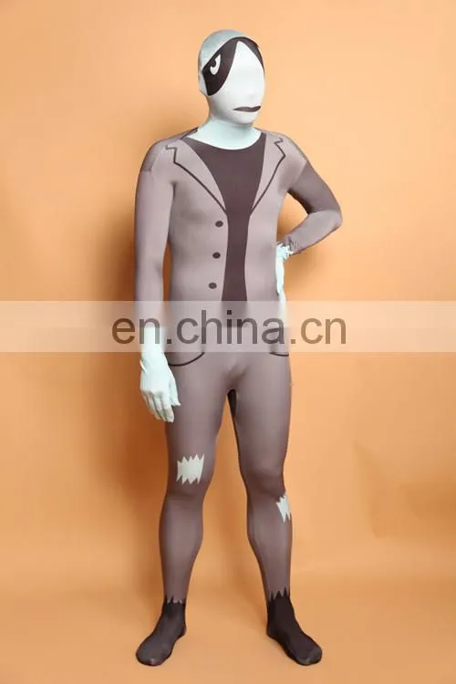 Unisex Adult Gray Slender Man Second Skin Zentai Suits Cosplay Dress