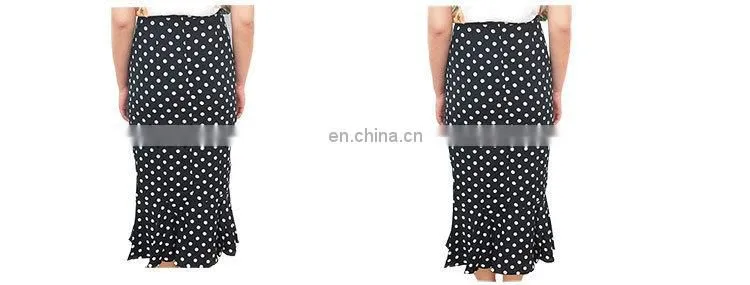 High quality cheap price latest skirt design women black and white wave point fishtail skirt
