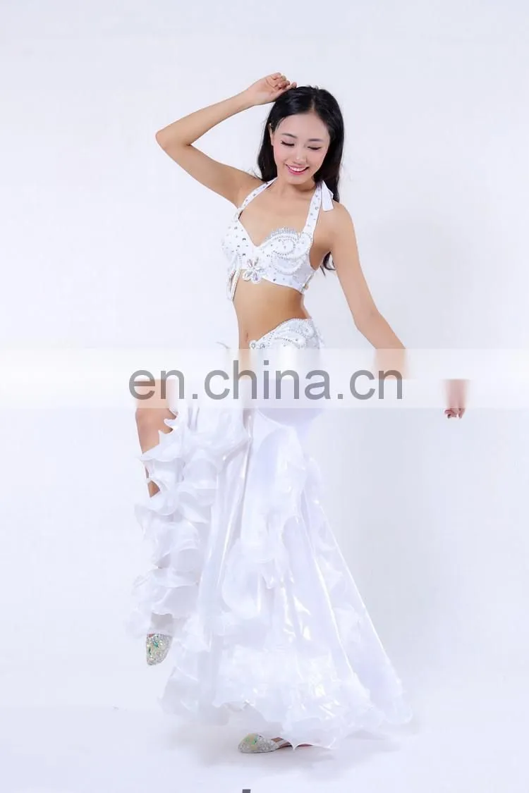 Multy color shiny fabric professional beading belly dance costumes appearl