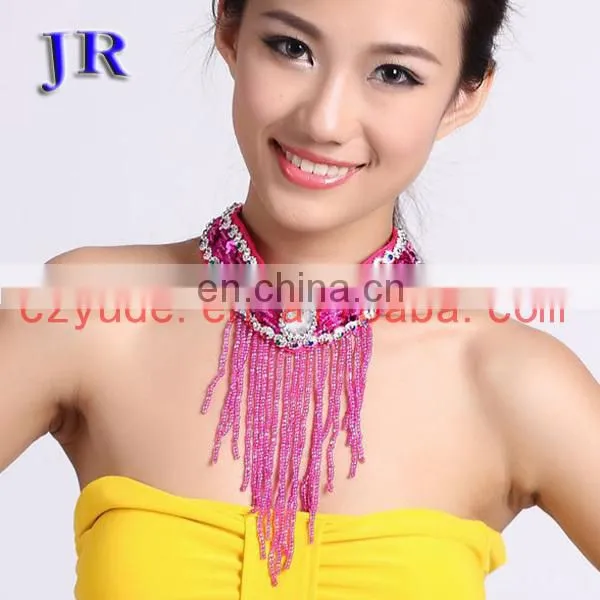 Indian wholesale belly dance beaded tassel necklace P-9005#