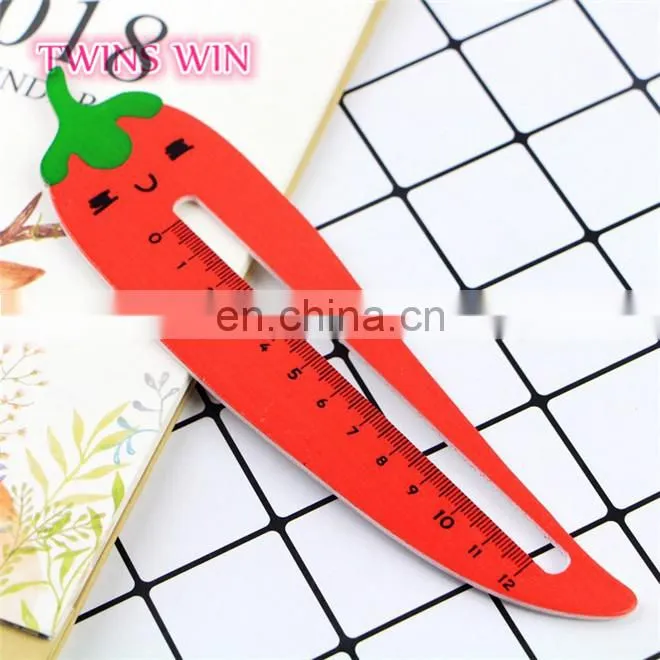 Latest popular korean kawaii stationery promotion High quality hot selling funny chili shaped wooden ruler for student