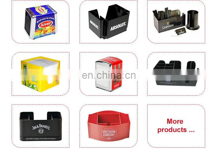 Cheap plastic bar napkin caddy with custom brand logo