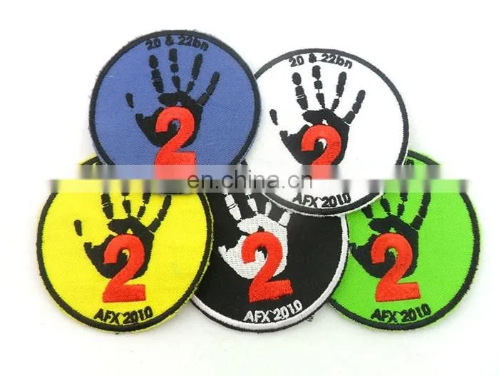 custom red overlok paper backing 100% polyester embroidered patches